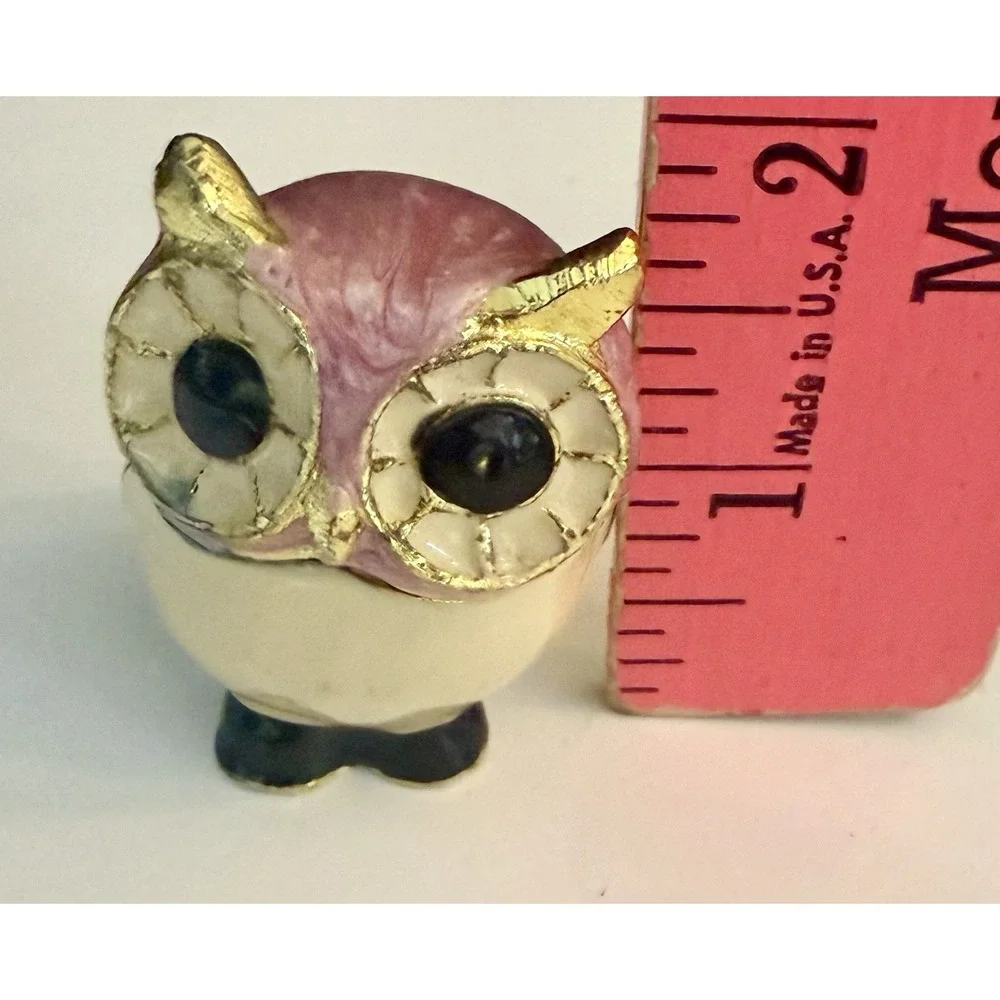 Enameled Owl Trinket Box W Rhinestones‎ And Magnetic Clasp